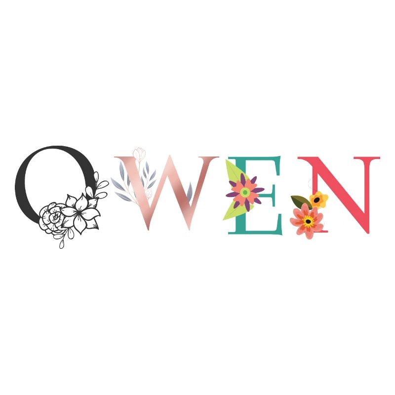 OWEN Name Art avec fleurs brodées
