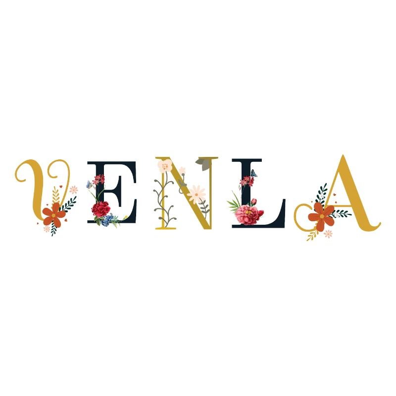 Le nom VENLA orné de fleurs