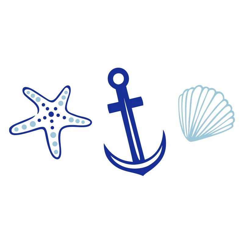 Anchor with starfish and shell.
