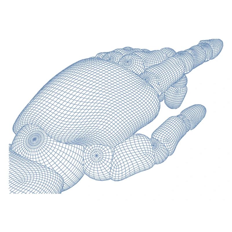 Silhouette geometrica della mano con frattali