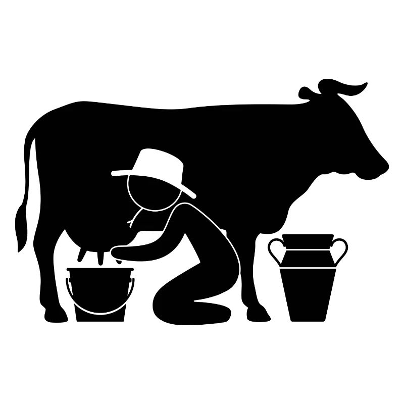 Farmer at milking a cow