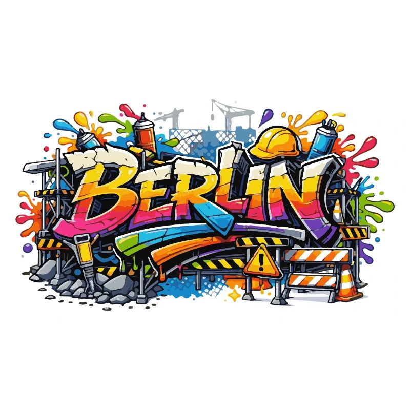 Berlin Graffiti Construction Site Style with Color Effects