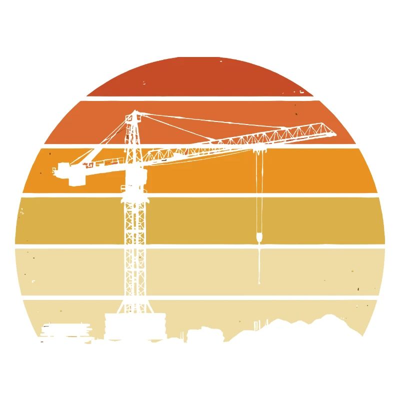 Opérateur de grue Rétro Design – Site de construction et Grue de construction