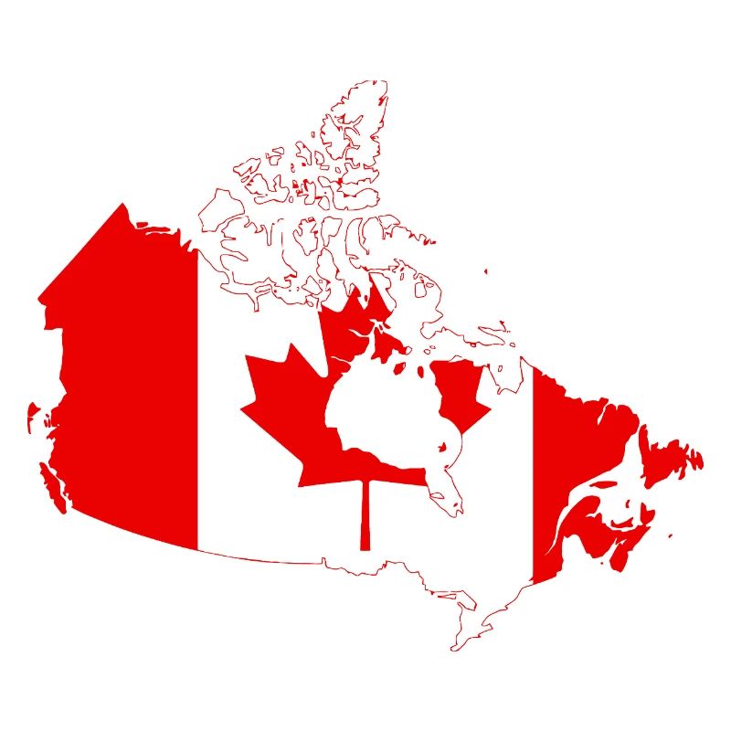 Silhouette de la carte du drapeau du Canada avec feuille d’érable