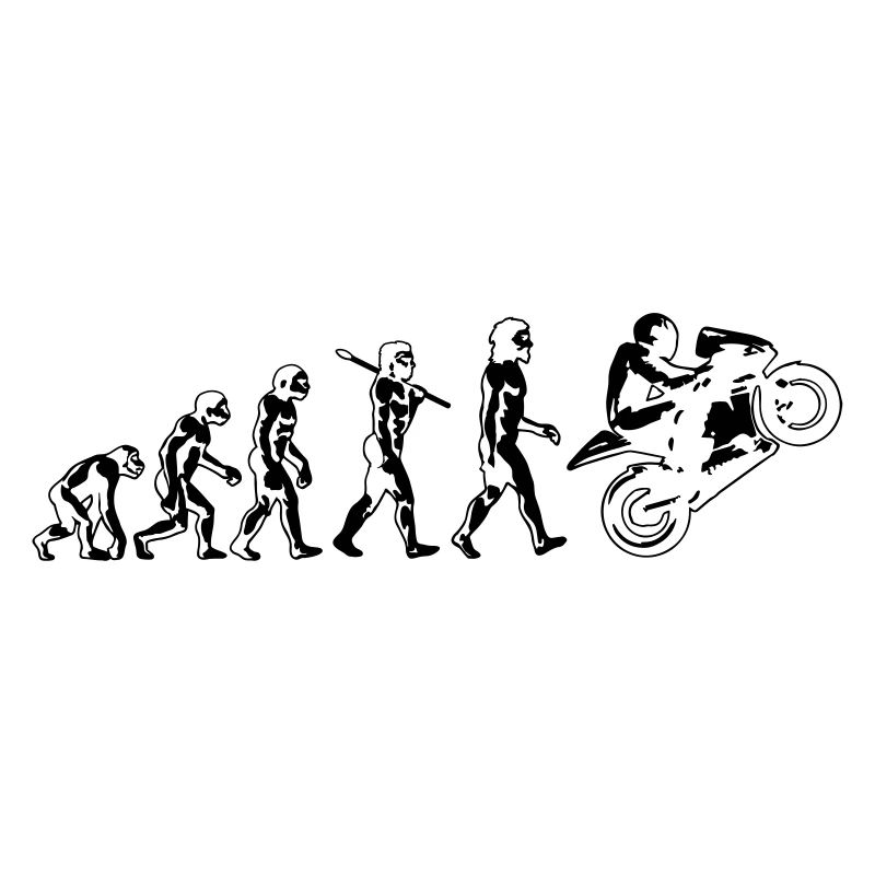 motorcycle evolution wheelie white print