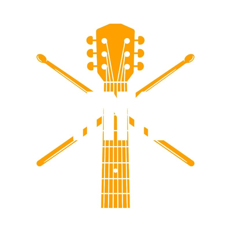 Rock 'n' Roll Gitarre und Drumsticks Emblem