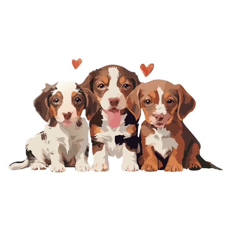 Chiots - 3 petits chiens avec des cœurs