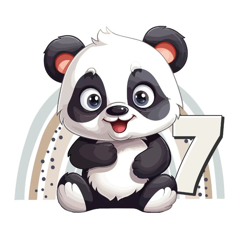 7e anniversaire Panda Bear Arc-en-ciel Doux Mignon