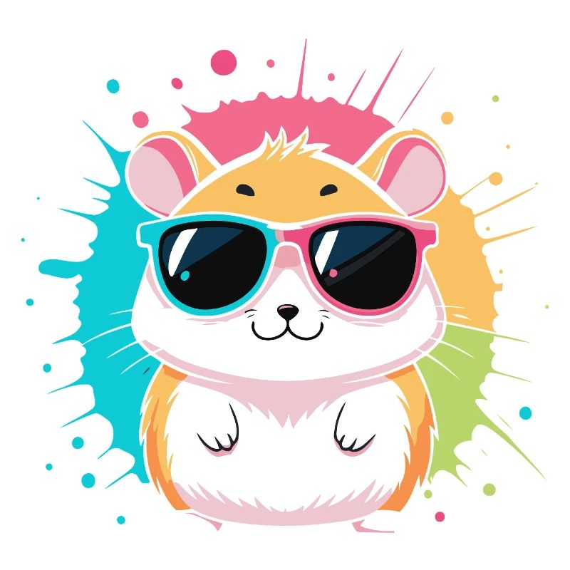 Bunter Sonnenhamster mit auffälligen Brillen