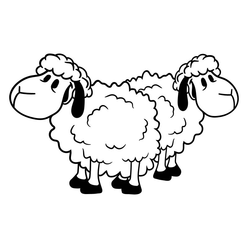Deux Moutons Amis Équipe Équipage Mignon Petit Bébé Cher