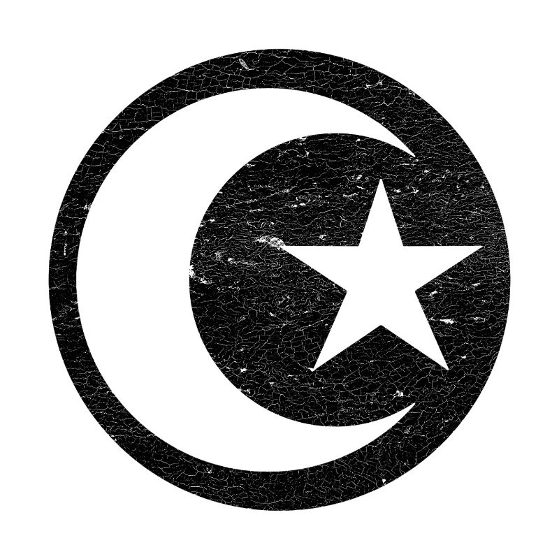 Mezzaluna e stella islam cerchio nero
