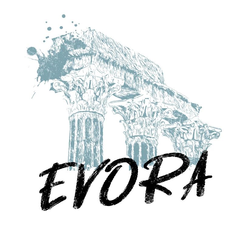 Illustration monochrome du temple romain d’Évora