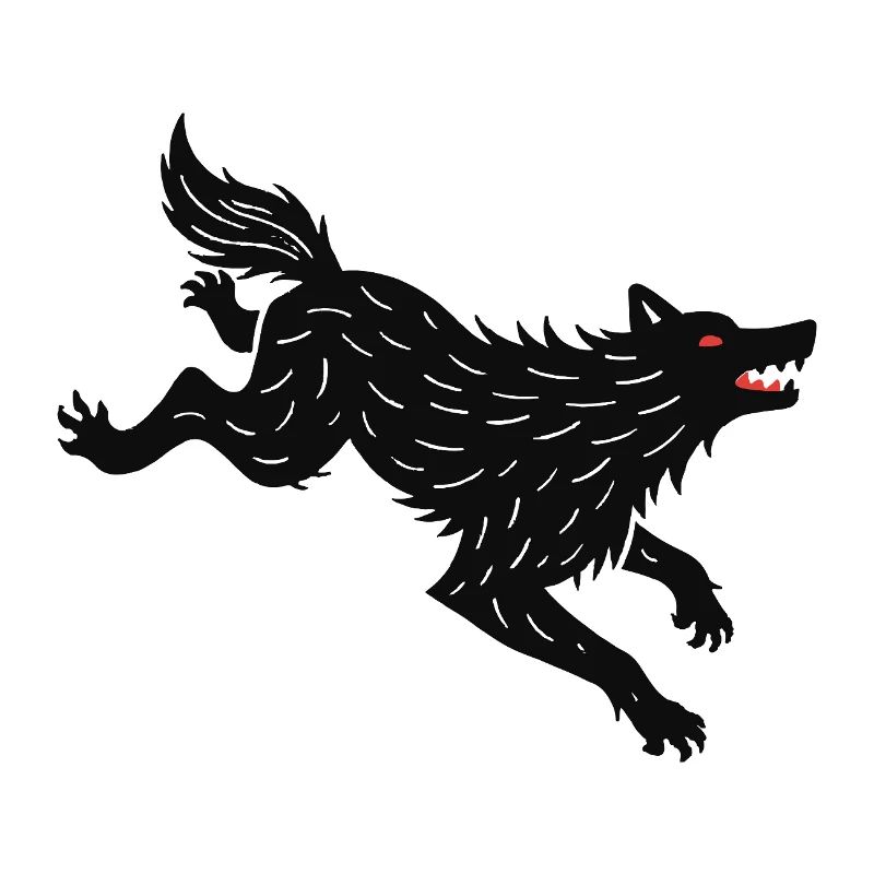 Black wolf runs