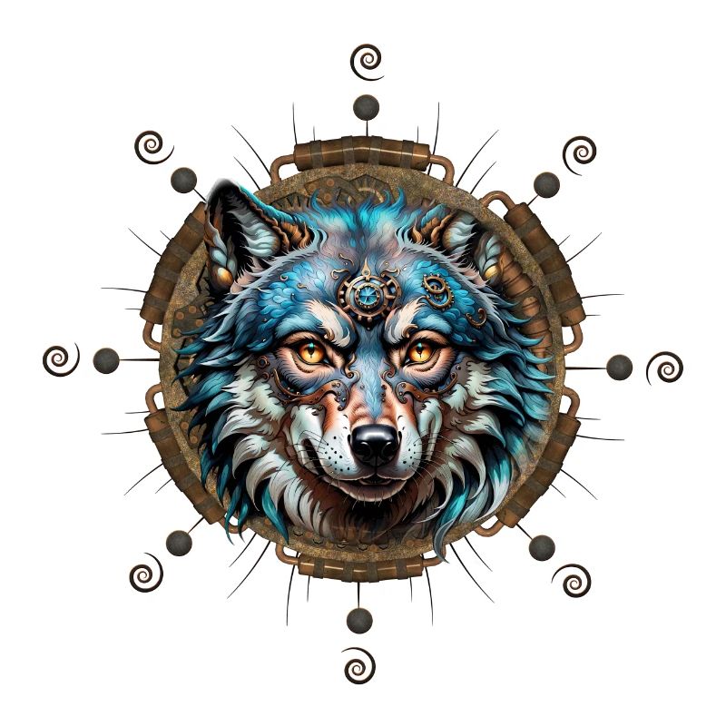 Fantastic steampunk wolf.