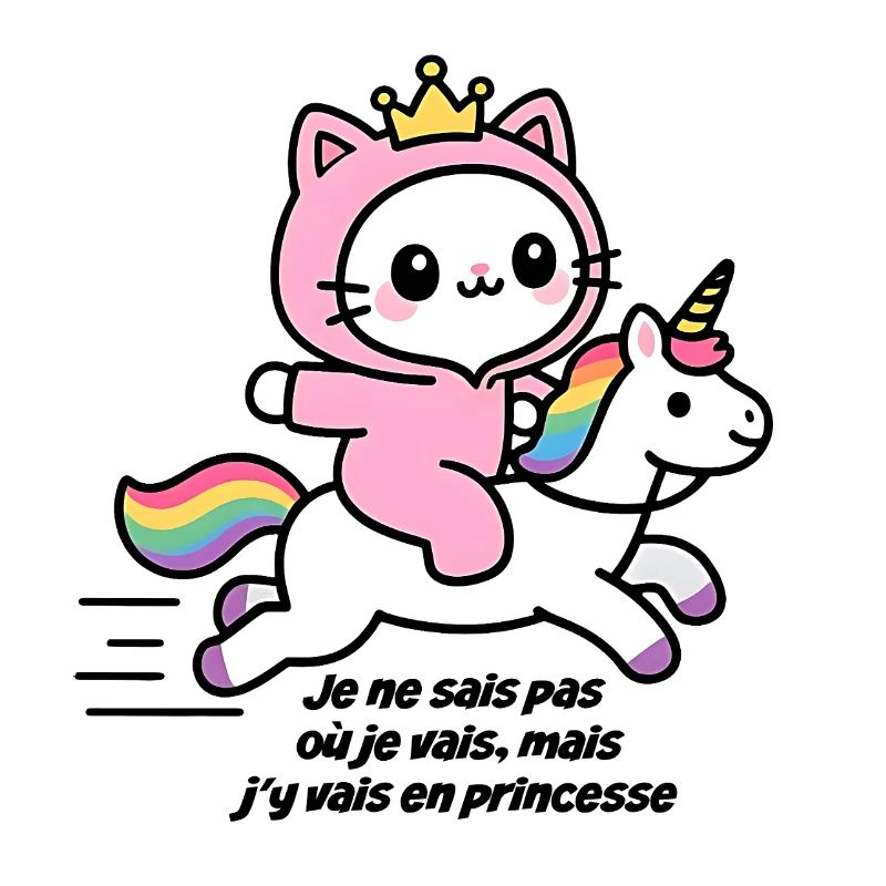 Rosa Katze auf Regenbogen-Einhorn