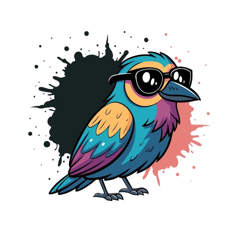 Farbenfroher Vogel-Cartoon mit Brille