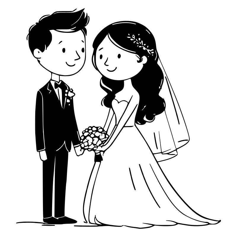 Wedding Couple – Romantic Vector Graphic