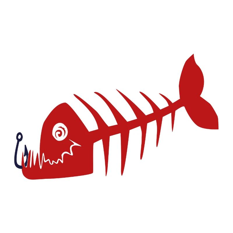Freaky bad pirate fish skeleton. Red color