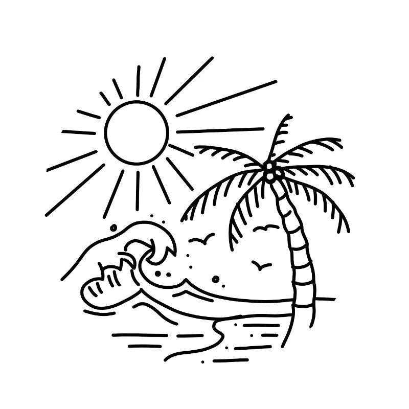 Beach sea sun palm trees