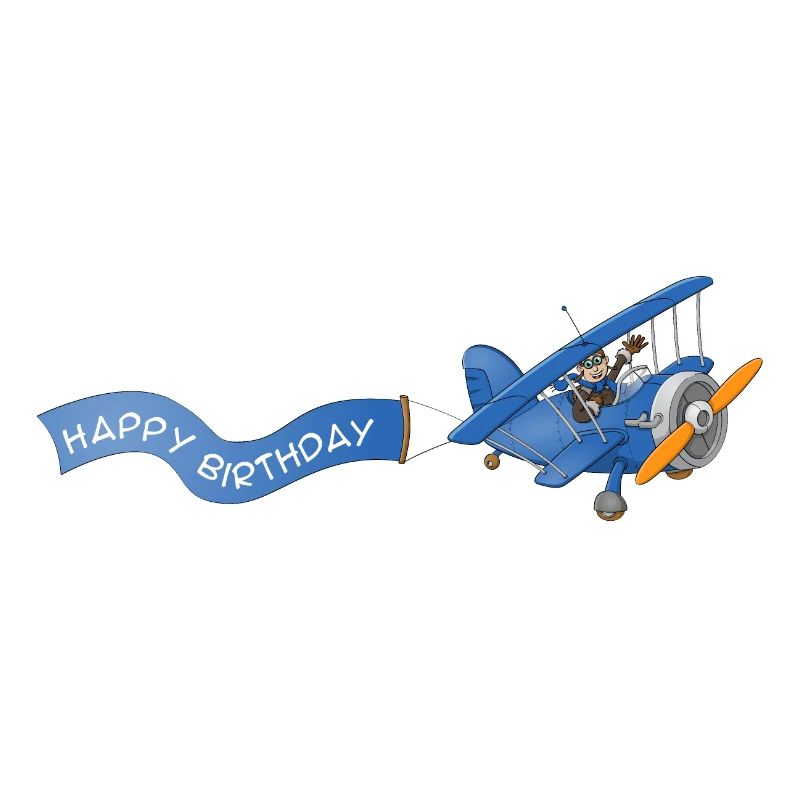 Avion avec bannière de joyeux anniversaire