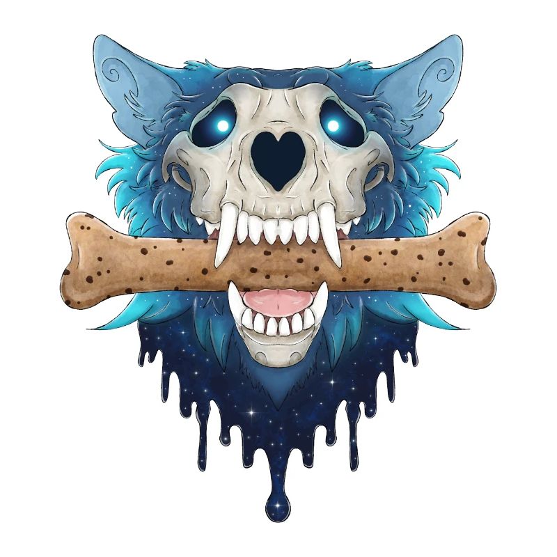 Hellhound Skull - Demonic Blue Wolf & Cookie Bone