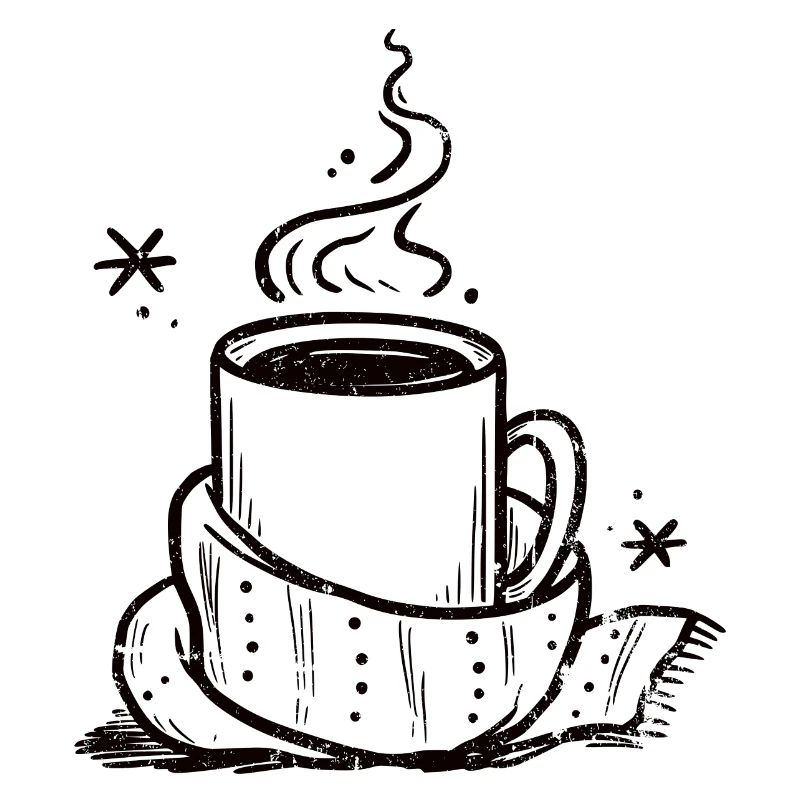 Tasse douillette avec vapeur et écharpe