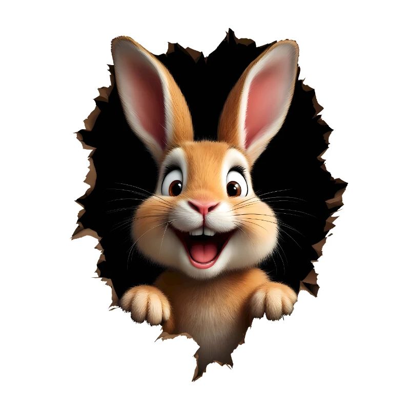 Cute bunny peeks through hole - Easter bunny