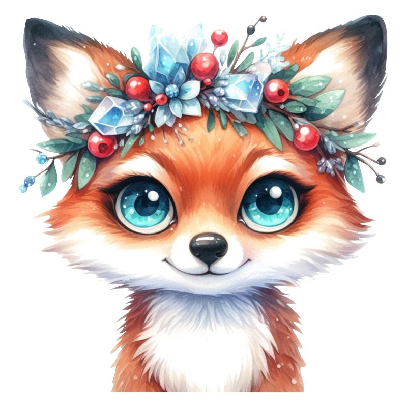 Winter Fox with Ice Crystal Crown