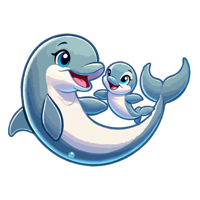 Delfinmutter und Kind beim Herumtollen