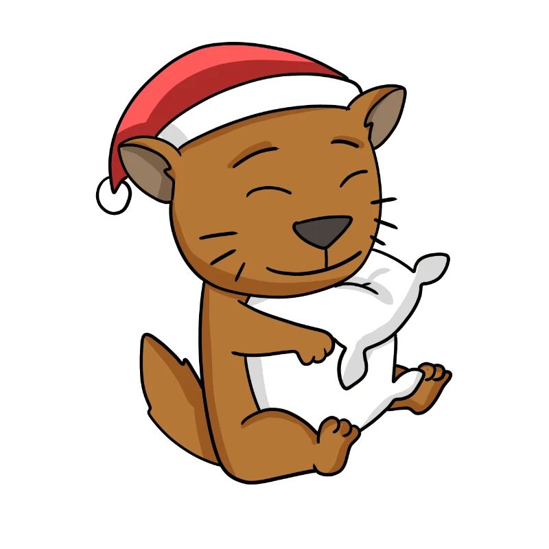 Chat Mignon Chat Somali Fatigué Noël