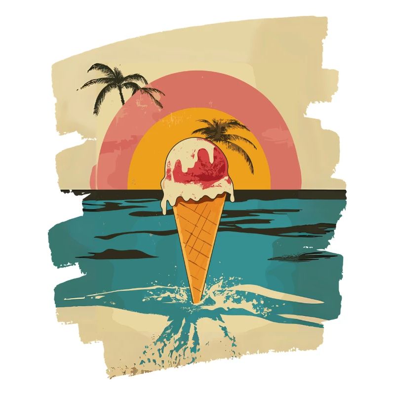Glace et boule de glace coucher de soleil d’été