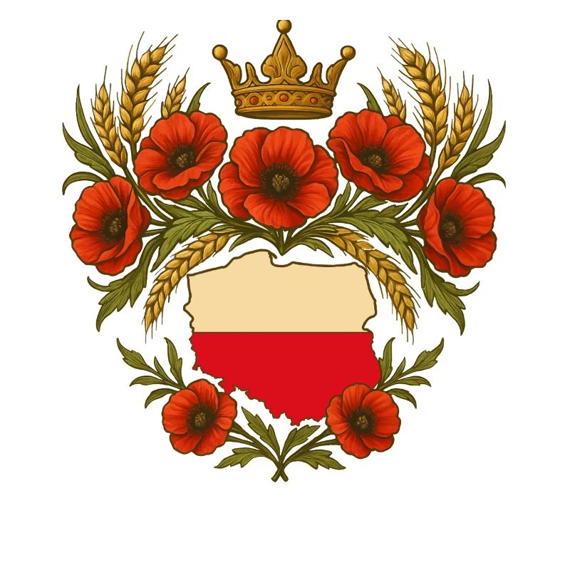 Polish Map Crown with Poppies Design