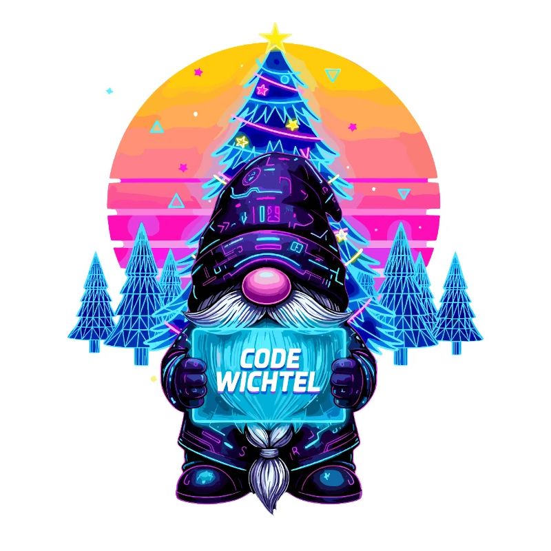 Cyberpunk Code Gnome - Synthwave Xmas Nerd