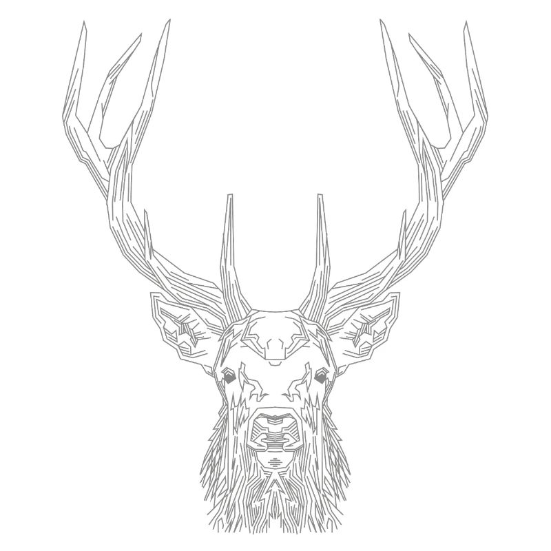 Tech Deer – Geometrischer Hirsch in Grau