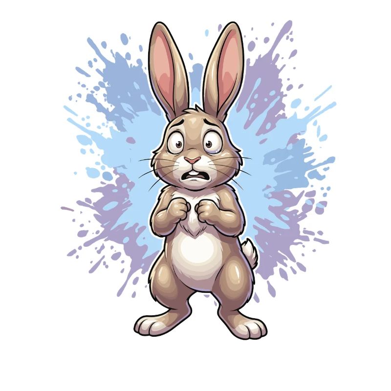 Lapin bouleversé avec éclaboussures de peinture