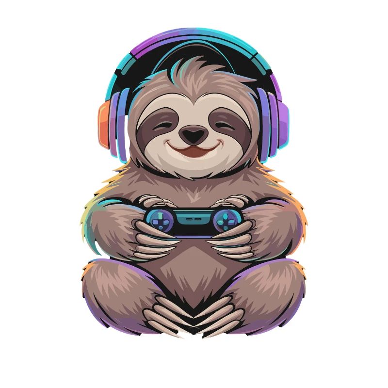 Faultier Gamer Mit Controller Und Bunter