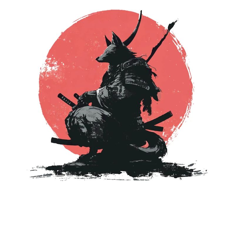 Wolf-Samurai auf Red Sun