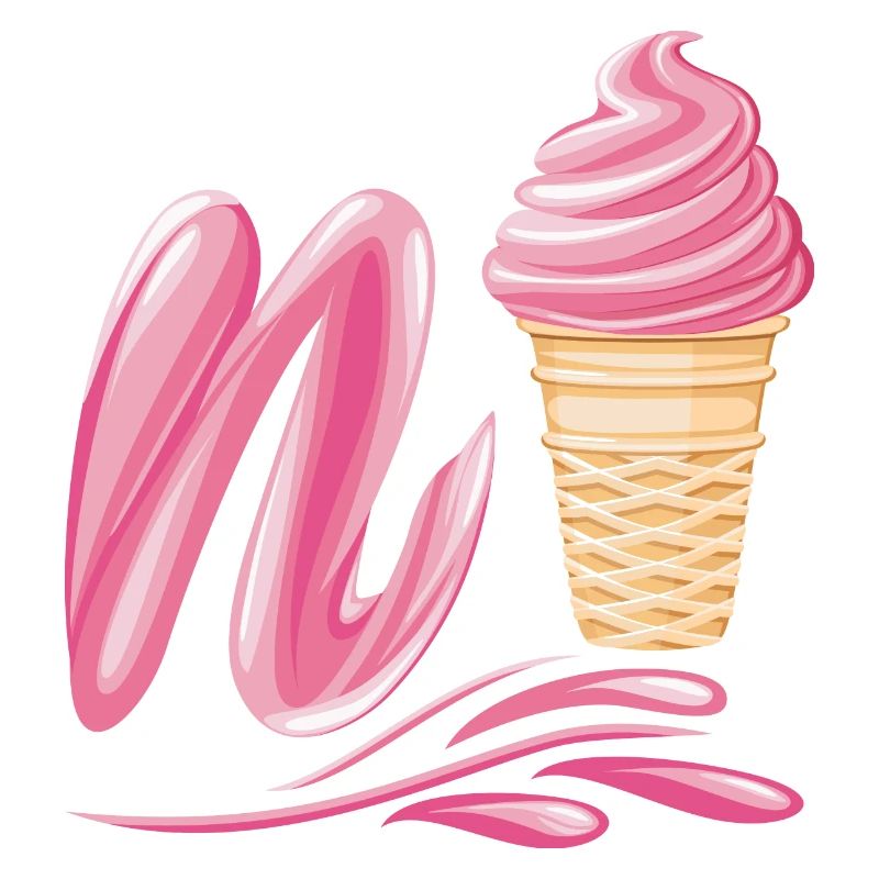 N'ice Erdbeer-Softeis-Emoji mit Buchstaben N