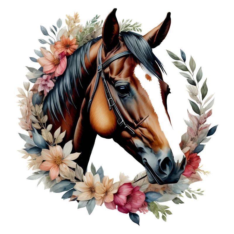Amour cheval, cheval avec Couronne de fleurs