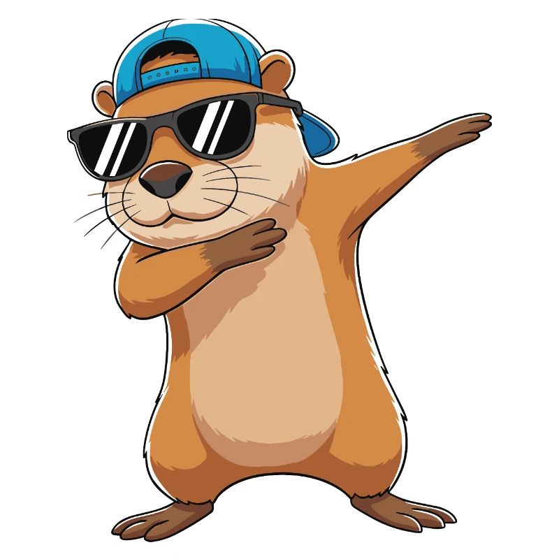 Dessin animé de lunettes de soleil Otter Cool Dabbing