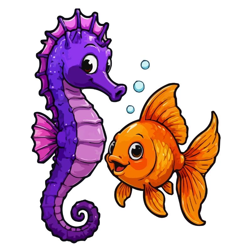Seepferdchen trifft Goldfisch Freundschaft