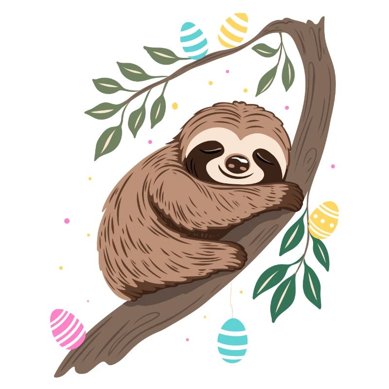 Easter Sloth with Easter Eggs