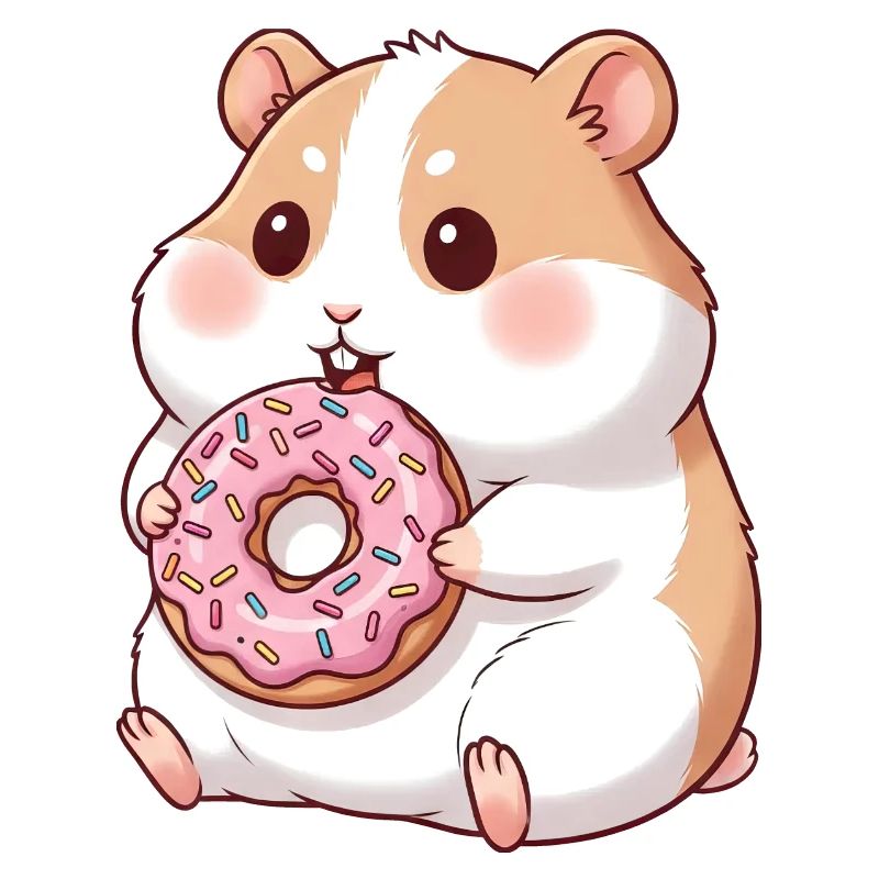 hamster mignon et cochon d’Inde dessin animé beignet