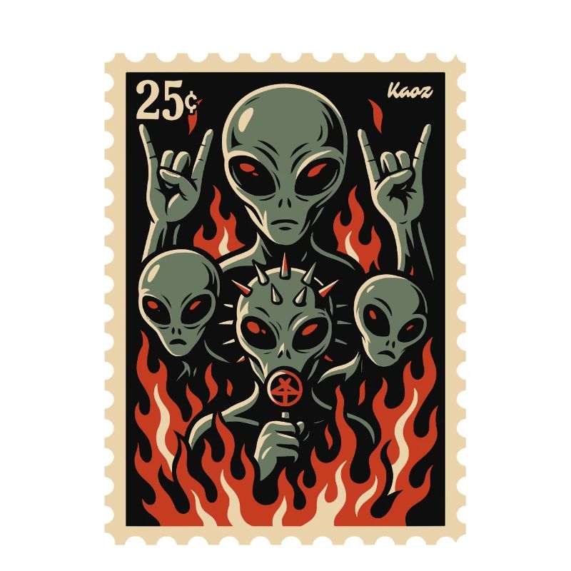 Alieni con maschera e fuoco