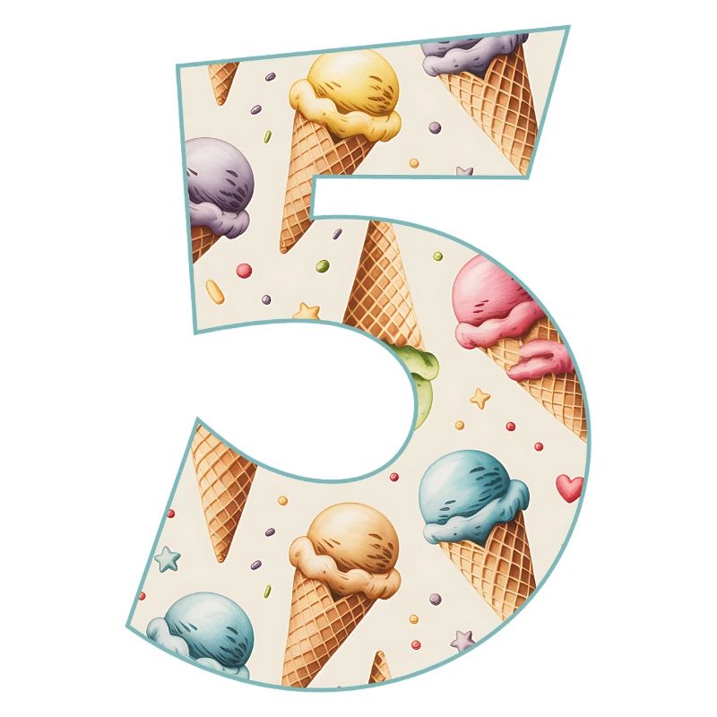 GLACE NUMÉRO 5 ANS CRÈME GLACÉE 5E ANNIVERSAIRE