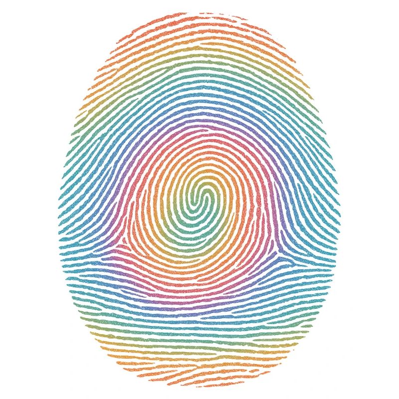 Regenbogen-Fingerprint Spirale