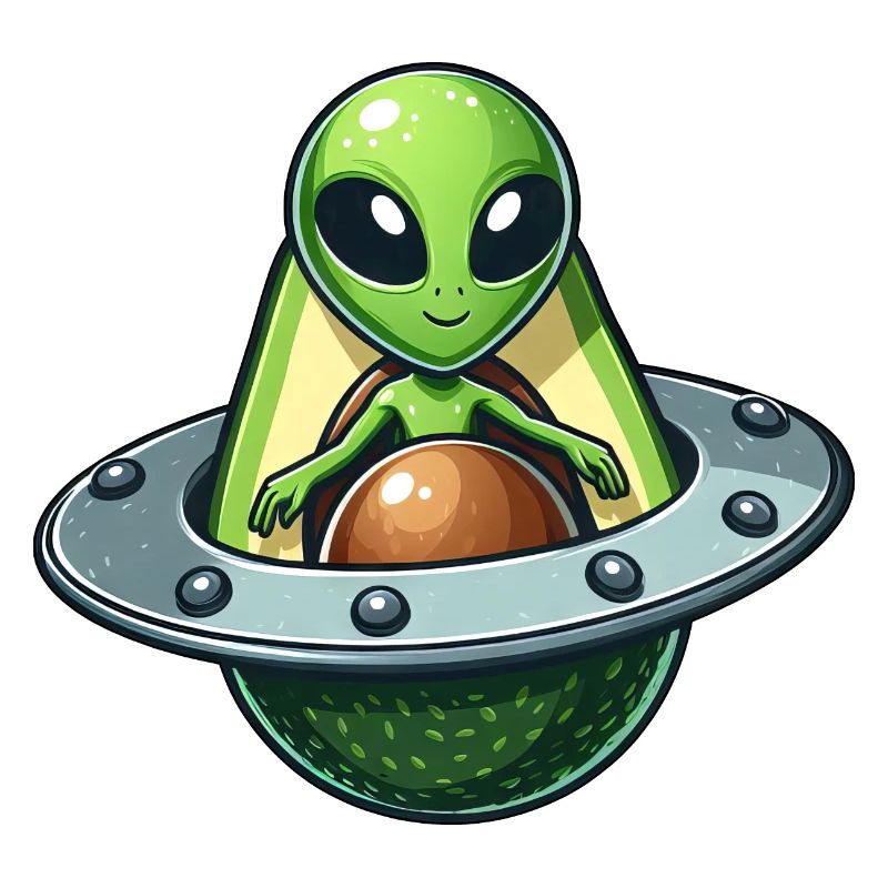 Funny Avocado Alien Whimsical UFO Design