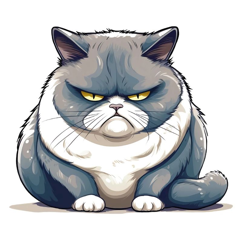 Dicke, mürrische Katze