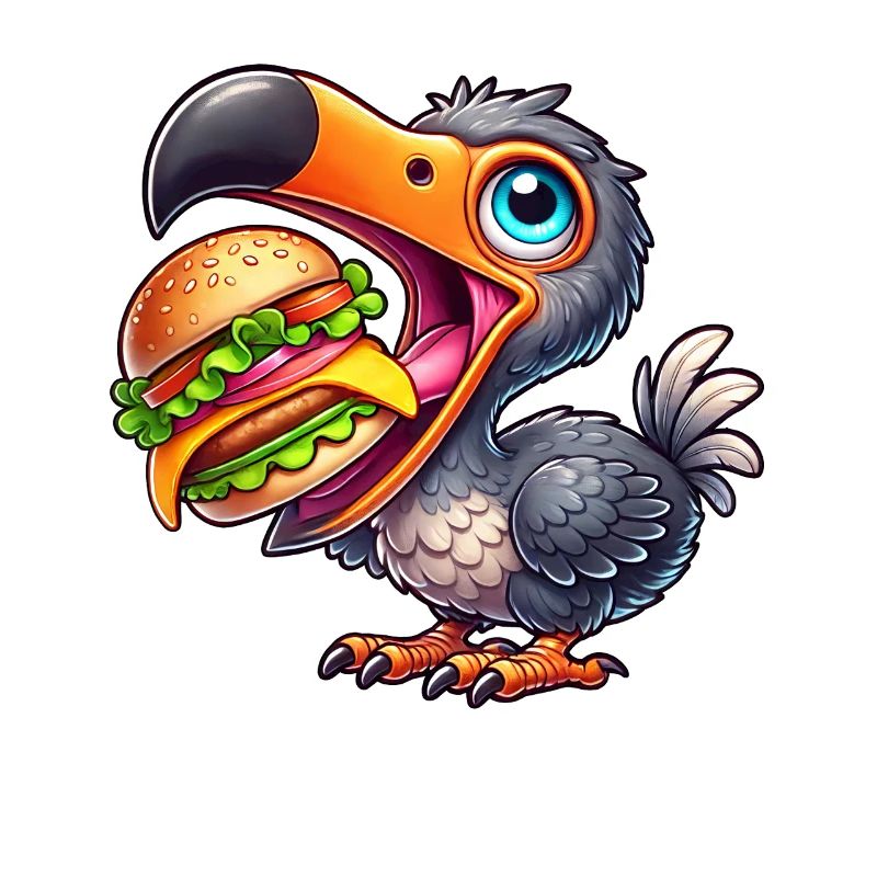 Whimsical Dodo Burger Hamburger Cheeseburger