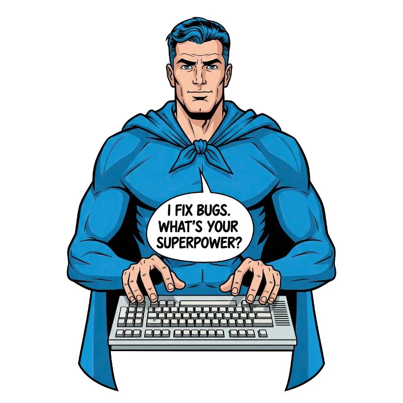 Superheld: Ich fixiere Bugs!